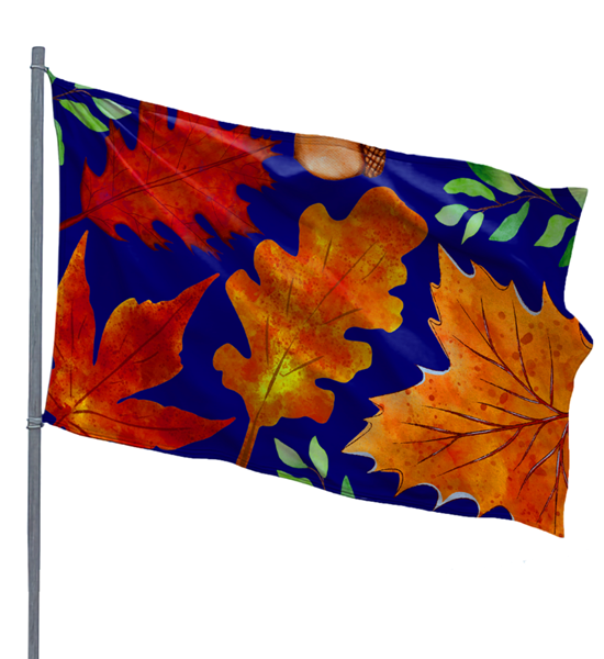 Leaves on Navy 3x5ft Nylon Flag 1