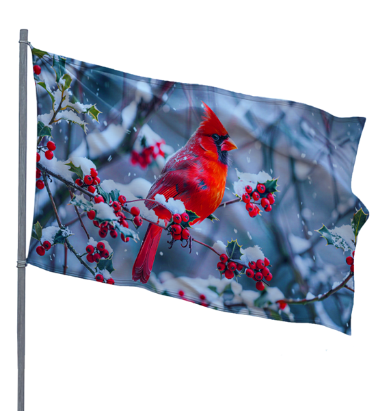 Winter Berry Cardinal 3x5ft Nylon Flag 1