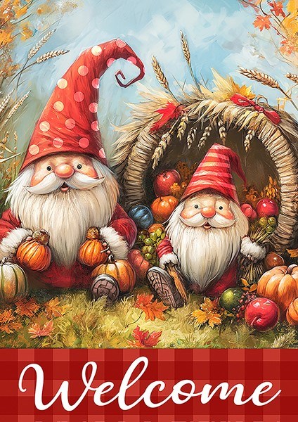 Harvest Gnome 28x40in House Flag