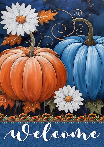 Daisy Pumpkins 28x40in House Flag